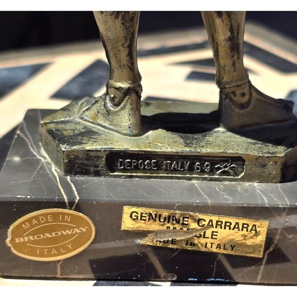 Vintage 1969 Depose Italy Fontanini Pewter Knight Figurine Carrara Marble Base - Picture 3 of 12